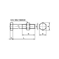 6Kt-Bauschrauben mit Mutter DIN 601-4.6 znb M12x420 | 25...