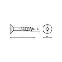 Senk-Spanplattenschrauben m. Schaft T A2 5x120 | 200 Stück je Packung