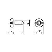 PH-Metallschrauben Spitze 90 Grad ~DIN 7985A-SP A2 M 8x20...