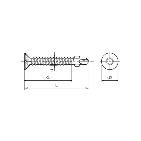 Senk-Bohrschrauben T25 martensitischer Chrom-Stahl 4,8x38 | 100 Stück je Packung