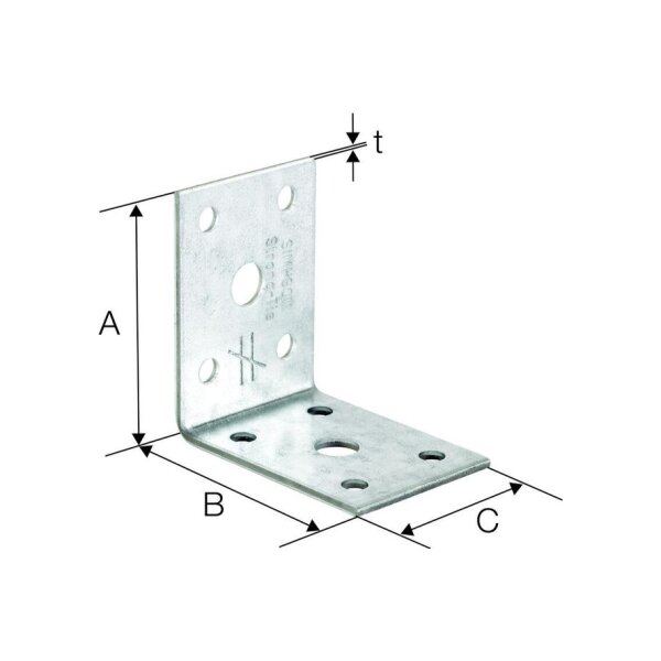 SST Winkelverbinder Stahl feuerverzinkt AC 50×50×35×2 | 100 Stück je Packung