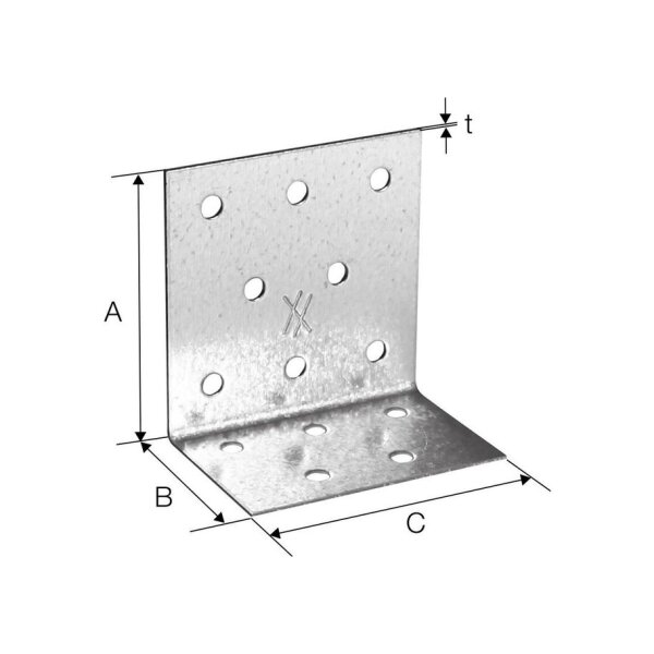 SST Winkelverbinder Stahl feuerverzinkt 80×80×2,5×60 | 100 Stück je Packung