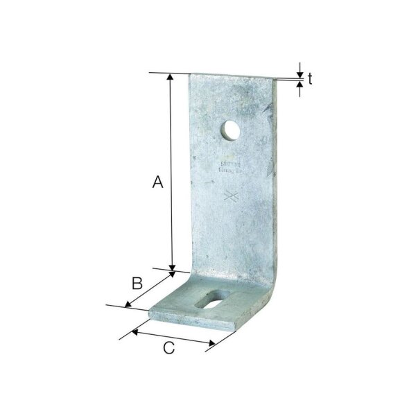 SST Betonwinkel Stahl feuerverzinkt P100×75×8×60 Ø14 | 25 Stück je Packung