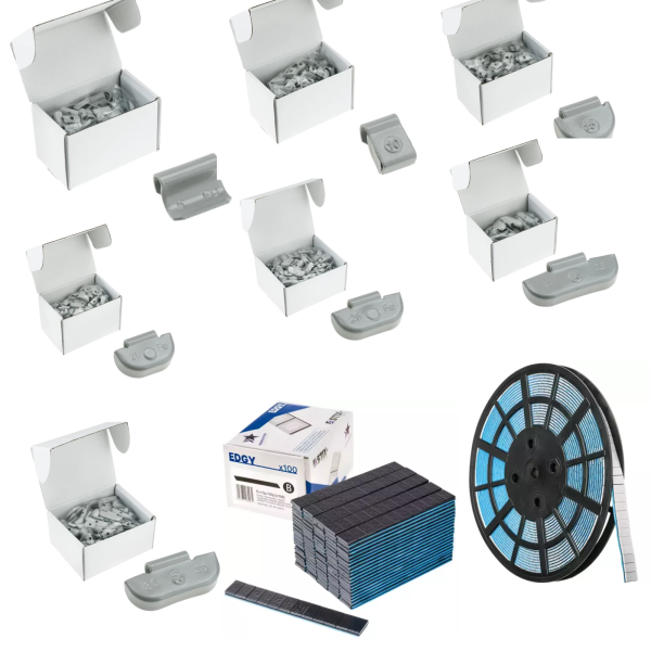 Set Stahlschlaggewichte grau 5-50g + 6kg Klebegewichte