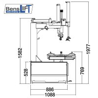 Benslift SEMI AUTOM. Reifenmontagemaschine- Schwingarmdesign BL300T+BL300T-HELP