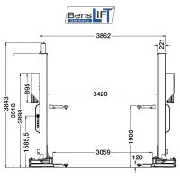 Benslift 2-Säulen-Hebebühne - 8000 kg