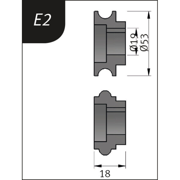 Biegerollensatz Metallkraft  Typ E2, Ø 53 x 19 x 18 mm