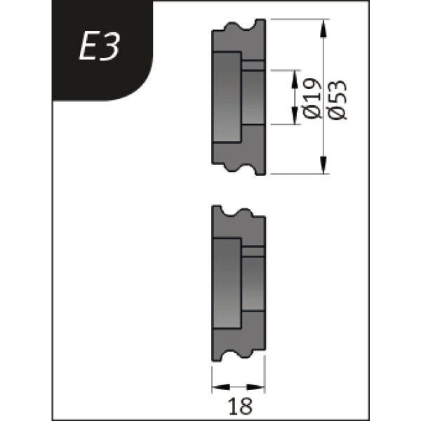 Biegerollensatz Metallkraft  Typ E3, Ø 53 x 19 x 18 mm