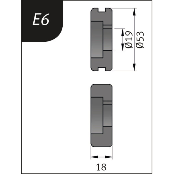Biegerollensatz Metallkraft  Typ E6, Ø 53 x 19 x 18 mm