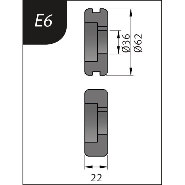 Biegerollensatz Metallkraft  Typ E6, Ø 62 x 26 x 22 mm