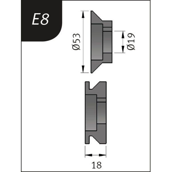 Biegerollensatz Metallkraft  Typ E8, Ø 53 x 19 x 18 mm