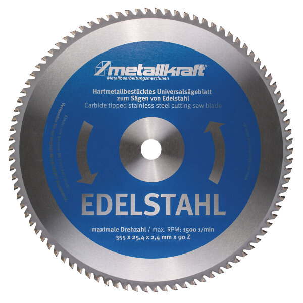 Sägeblatt für Edelstahl Metallkraft  Ø 355 x 2,4 x 25,4 mm
