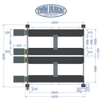 4 Säulen Doppelparkhebebühne GREY-Line 3,6 t