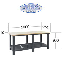 Profi Werkbank 2 m - GREY-Line