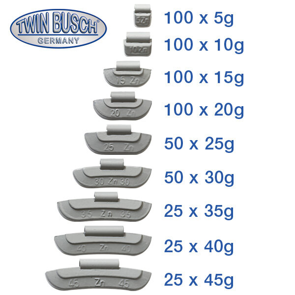 Set Auswucht-/Schlaggewichte 5-45 g Zink (ZN)