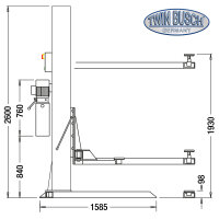 1 Säulen Hebebühne 2.5 t - Feststehend - Grey-Line