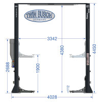 2 Säulen Hebebühne 5.0 t - elektromagnetisch - barrierefrei - HEAVY LINE - Grey-Line