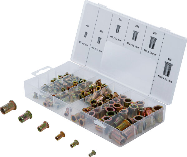 Nietmuttern-Sortiment | verzinkter Stahl | 150-tlg.