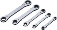 Ratschen-Ringschlüssel-Satz, gerade, umschaltbar | SW 6 x 8 - 19 x 22 mm | 5-tlg.