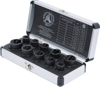 Spiral-Profil-Steckschlüssel-Satz / Schraubenausdreher | Antrieb Innensechskant 10 mm (3/8") / Außensechskant | SW 9 - 19 mm | 10-tlg.