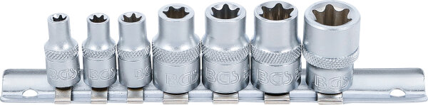 Steckschlüssel-Einsatz-Satz E-Profil | Antrieb Innenvierkant 6,3 mm (1/4") / 10 mm (3/8") | SW E6 - E16 | 7 tlg.