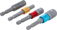 Adapter-Satz für Bohrmaschinen | farbig | Antrieb Außensechskant 6,3 mm (1/4") | Abtrieb Außenvierkant 6,3 mm (1/4"), 10 mm (3/8"), 12,5 mm (1/2"), Innensechskant 6,3 mm (1/4") | 4-tlg.