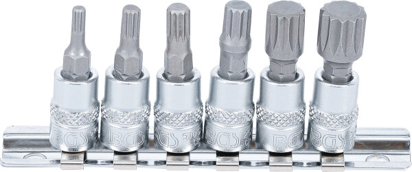 Bit-Einsatz-Satz | Antrieb Innenvierkant 6,3 mm (1/4") | Innenvielzahn (für XZN) M4 - M12 | 6-tlg.