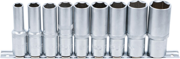 Steckschlüssel-Einsatz-Satz Sechskant, tief | Antrieb Innenvierkant 12,5 mm (1/2") | SW 10 - 24 mm | 9-tlg.