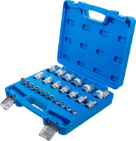 Steckschlüssel-Einsatz-Satz, Sechskant | Antriebe Innenvierkant 6,3 mm (1/4"), 12,5 mm (1/2") | Zollmaße | 24-tlg.