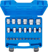 Steckschlüssel-Einsatz-Satz, Sechskant | Antriebe Innenvierkant 6,3 mm (1/4"), 12,5 mm (1/2") | Zollmaße | 24-tlg.