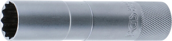 Zündkerzen-Einsatz mit Haltegummi, Zwölfkant, lang | Antrieb Innenvierkant 10 mm (3/8") | SW 16 mm