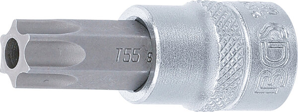 Bit-Einsatz | Antrieb Innenvierkant 10 mm (3/8") | T-Profil (für Torx) mit Bohrung T55
