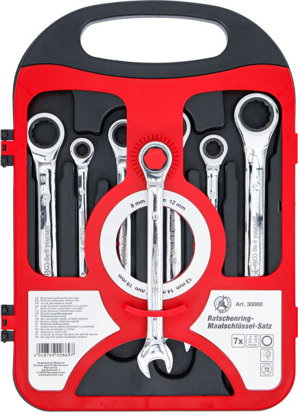 Ratschenring-Maulschlüssel-Satz | SW 8 - 19 mm | 7-tlg.