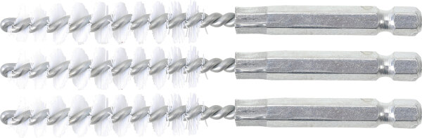Nylonbürste | 10 mm | Antrieb Außensechskant 6,3 mm (1/4") | 3-tlg.