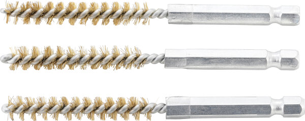 Messingbürste | 8 mm | Antrieb Außensechskant 6,3 mm (1/4") | 3-tlg.