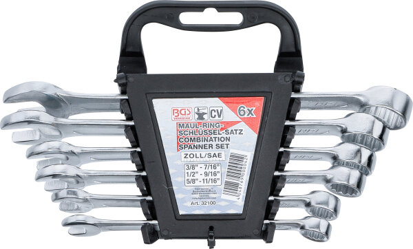 Maul-Ringschlüssel-Satz | Zollgrößen | SW 3/8" - 11/16" | 6-tlg.