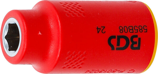 VDE-Steckschlüssel-Einsatz Sechskant | Antrieb Innenvierkant 10 mm (3/8") | SW 8 mm