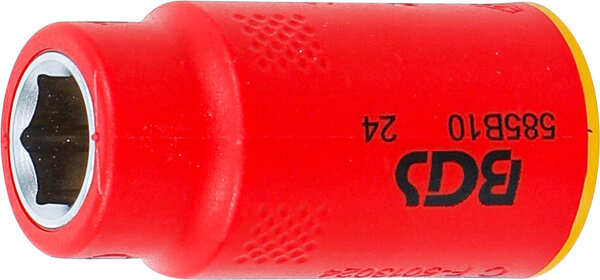 VDE-Steckschlüssel-Einsatz Sechskant | Antrieb Innenvierkant 10 mm (3/8") | SW 10 mm