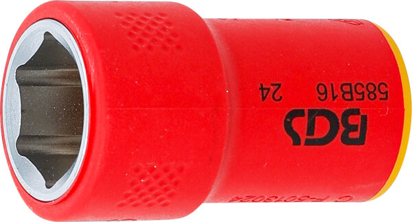 VDE-Steckschlüssel-Einsatz Sechskant | Antrieb Innenvierkant 10 mm (3/8") | SW 16 mm