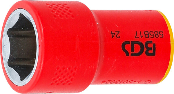 VDE-Steckschlüssel-Einsatz Sechskant | Antrieb Innenvierkant 10 mm (3/8") | SW 17 mm