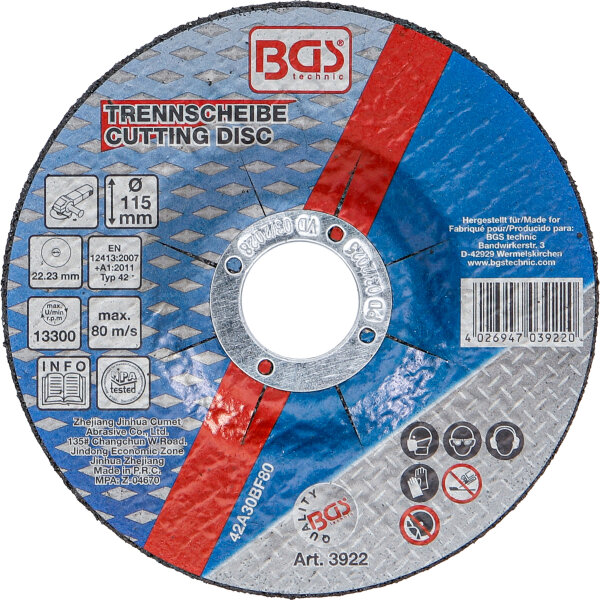 Trennscheibe für Metall | Ø 115 x 2,5 x 22,2 mm | Typ 42