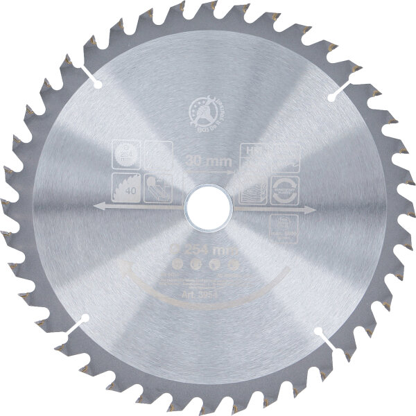 Hartmetall-Kreissägeblatt | Ø 254 x 30 x 3,2 mm | 40 Zähne