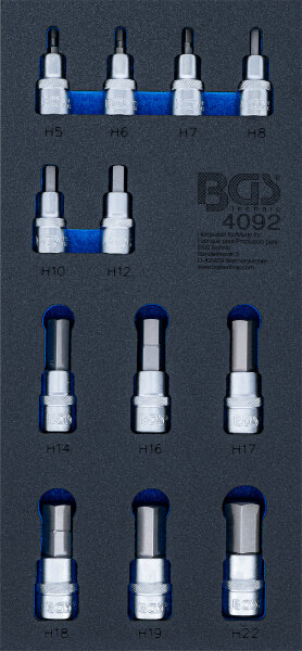 Werkstattwageneinlage 1/3: Bit-Einsatz-Satz | Innensechskant | 12,5 mm (1/2") | 12-tlg.