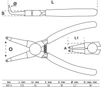 Sprengringzange | abgewinkelt | für Innensprengringe...