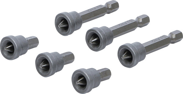 Bit-Satz mit Tiefenstopp | für Gipskartonplatten | Antrieb Außensechskant 6,3 mm (1/4") | Kreuzschlitz PH2 | 6-tlg.