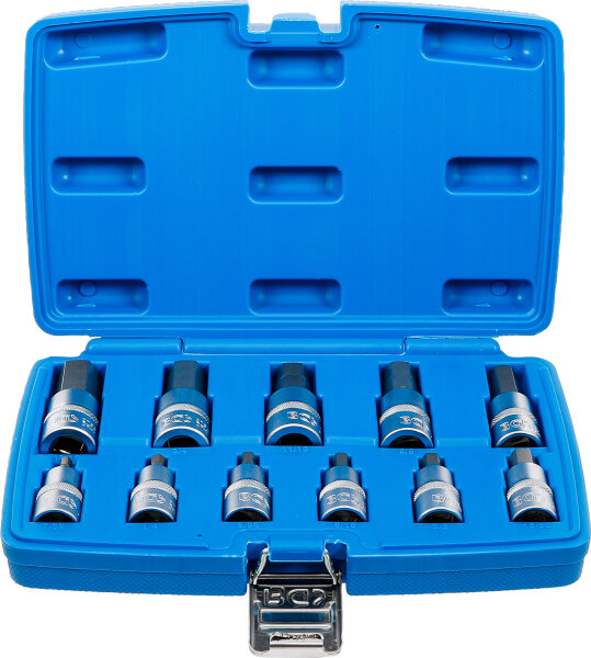 Bit-Einsatz-Satz | Antrieb Innenvierkant 12,5 mm (1/2") | Innensechskant 7/32" - 13/16" | Zollgrößen | 11-tlg.