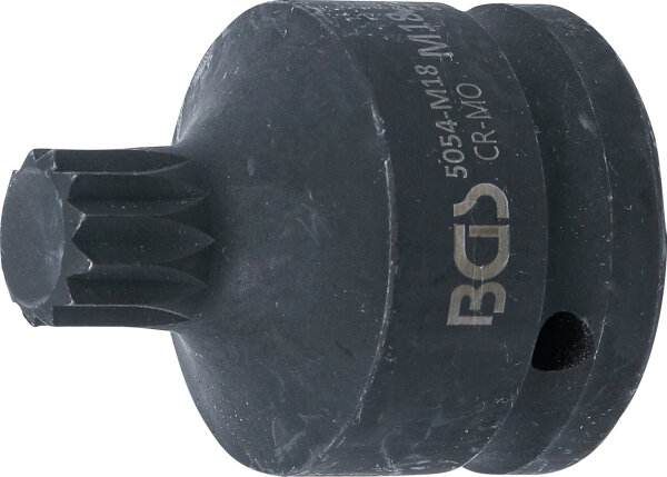 Kraft-Bit-Einsatz | Länge 55 mm | Antrieb Innenvierkant 20 mm (3/4") | Innenvielzahn (für XZN) M18