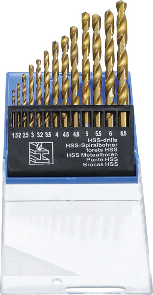 HSS-Spiralbohrer-Satz | titan-nitriert | 1,5 - 6,5 mm | 13-tlg.