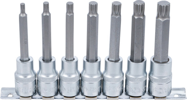 Bit-Einsatz-Satz | Antrieb Innenvierkant 12,5 mm (1/2") | Innenvielzahn (für XZN) M5 - M14 | 7-tlg.