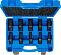 Kraft-Steckschlüssel-Einsatz-Satz Sechskant, tief | Antrieb Innenvierkant 12,5 mm (1/2") | SW 10 - 24 mm | 10-tlg.